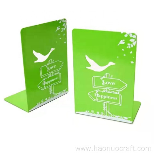 Tablilla de biblioteca de estantería simple de metal de pájaro verde creativo